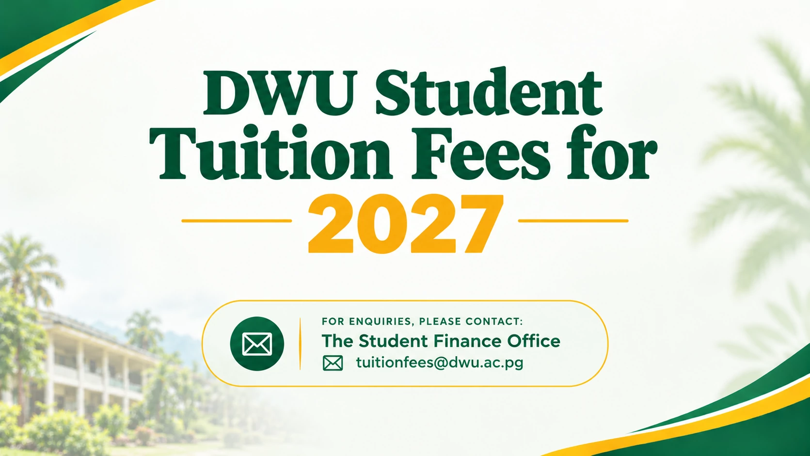 DWU Student Tuition Fees for 2027