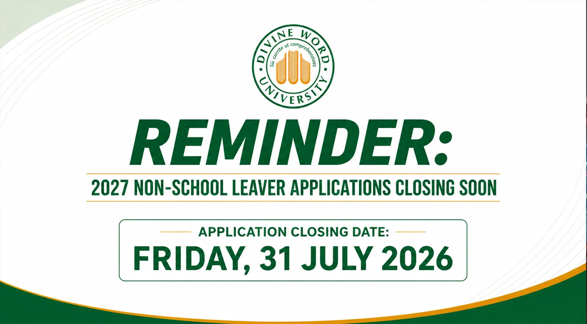 2027 NON-SCHOOL LEAVER APPLICATIONS CLOSING SOON